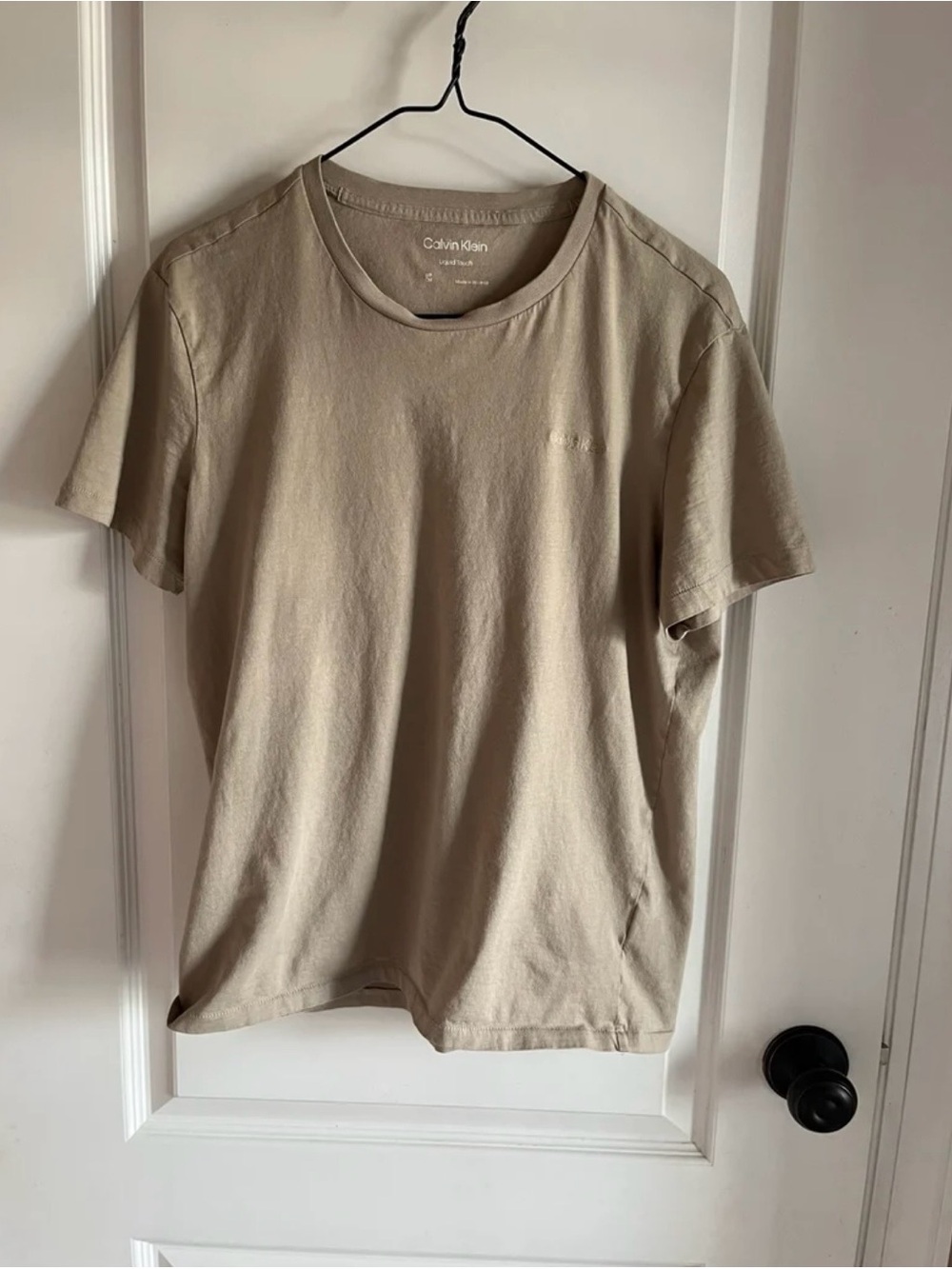 Calvin Klein Short-Sleeve Crewneck Tee in Sand